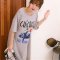 2016新款女生夏季可爱卡通睡裙韩版睡衣短袖连衣裙睡衣女1 170(XL) 浅灰色