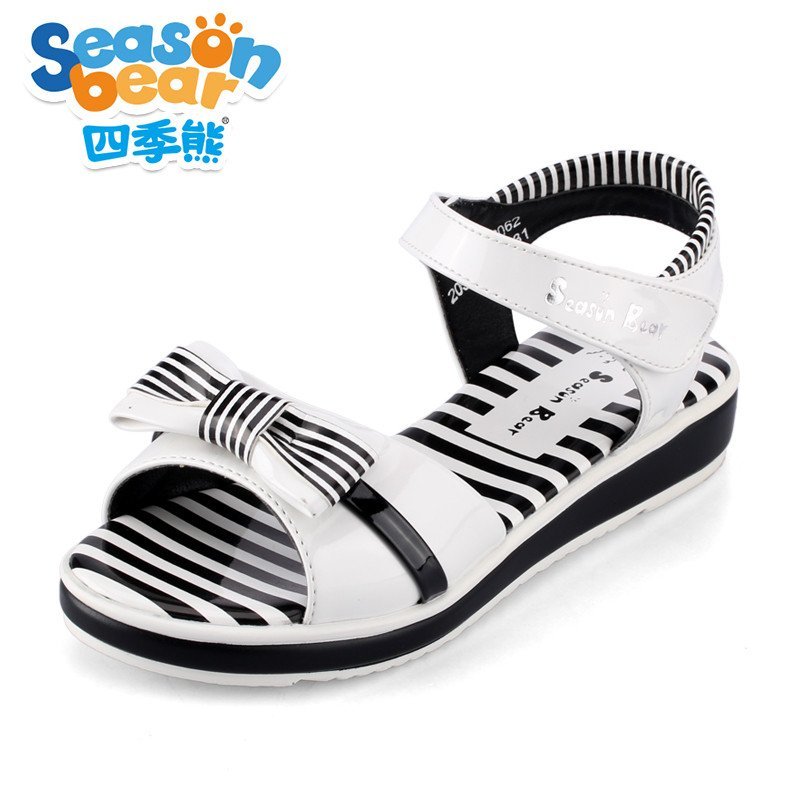 女大童凉鞋 2016新款女童鞋夏季蝴蝶结公主鞋 学生女童儿童凉鞋 白色 34码/22cm