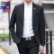 WRSENQL 春夏新款插绒装饰男士小西装小西服韩版修身 L 酒红色