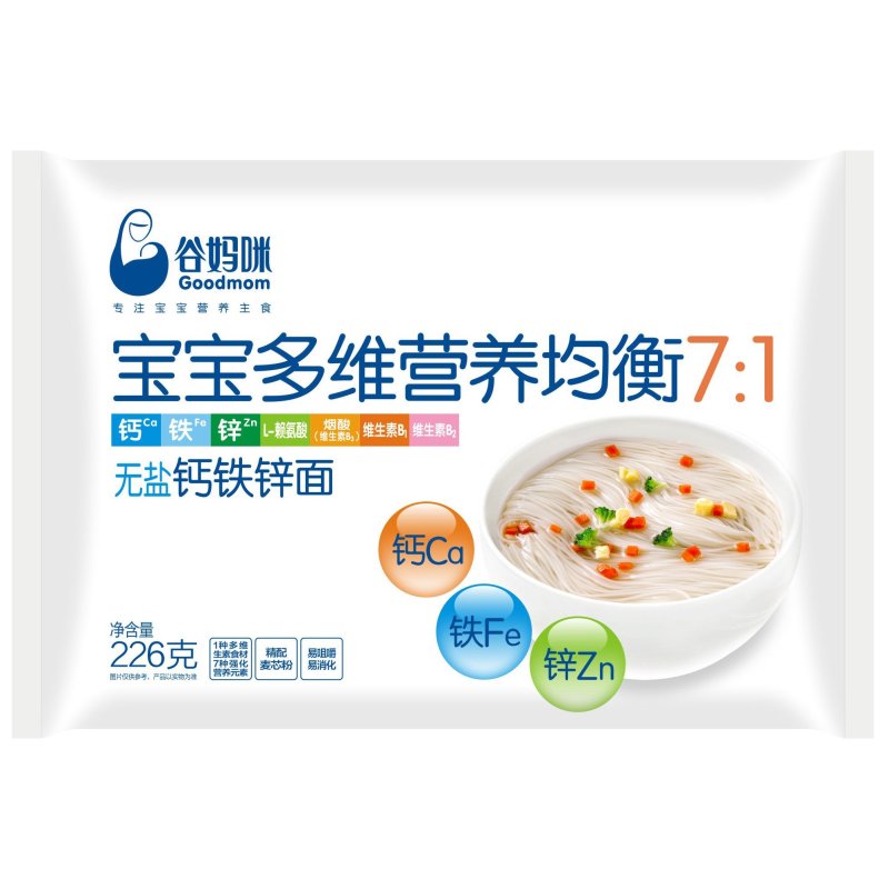 谷妈咪宝宝多维营养均衡7：1无盐钙铁锌小面条226g