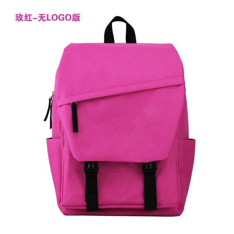 薇思黛2016新款 初中学生书包潮流时尚双肩包女男学院风韩版背包 玫红色无LOGO版