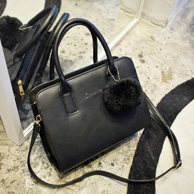 薇思黛 2016新款 秋冬欧美手提包复古磨砂贝壳包单肩包斜挎女包手提包女包 黑色