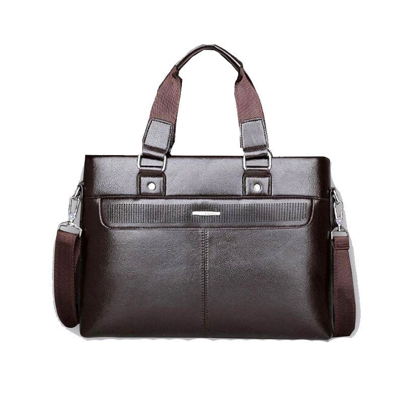 薇思黛 2016新款 欧美商务包男士单肩斜挎包电脑公文包男式手提包男包 深棕色