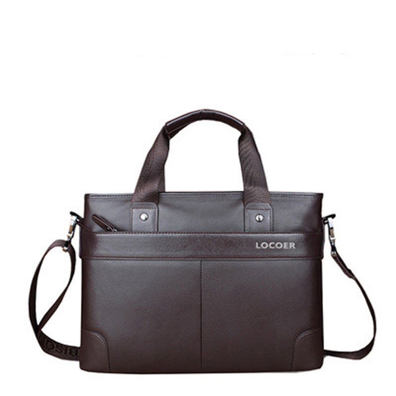 薇思黛 2016新款 男士手提包横款男包商务男单肩斜挎包公文皮包男士包包 棕色小号