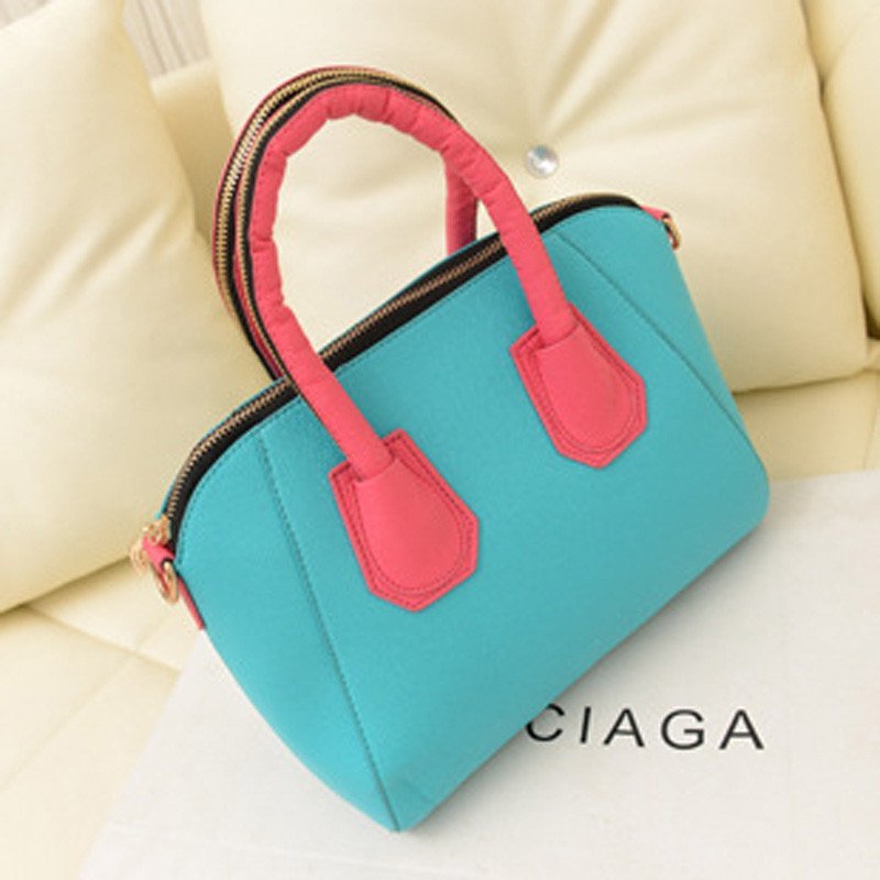 薇思黛 2016新款 女包欧美风范潮笑脸包手提包斜跨包单肩包 湖蓝色