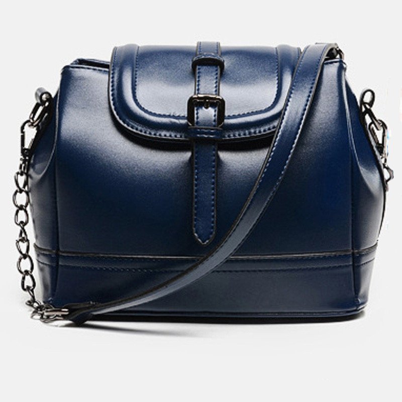 薇思黛2016新款 欧美复古大包包单肩斜跨链条秋冬大包大容量水桶包 蓝色