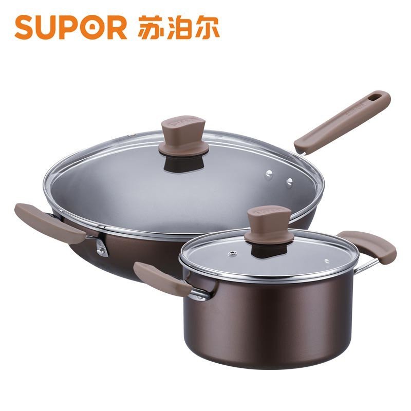 苏泊尔（SUPOR）套锅 凝彩不粘二件套TP1507K炒锅汤锅不粘锅