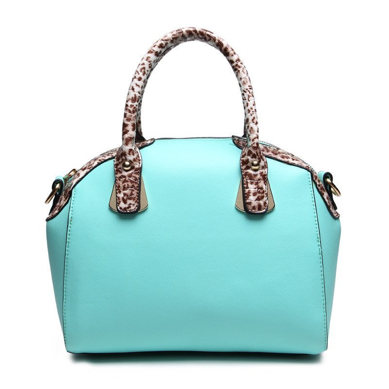 薇思黛 2016新款 欧美时尚豹纹贝壳包手提单肩斜跨包潮流女包 浅蓝色