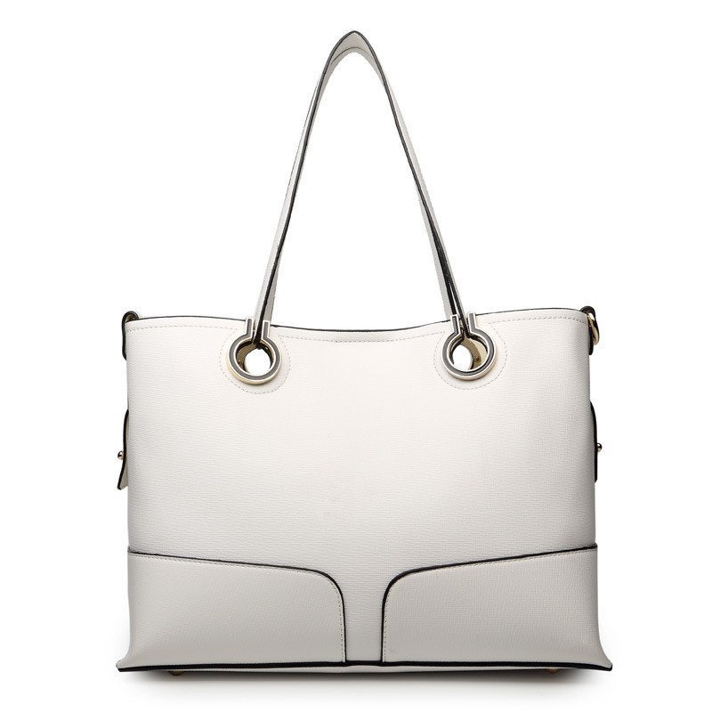 薇思黛 2016新款 欧美风范手提单肩斜跨包包女包十字纹PU皮子母包二件套 白色