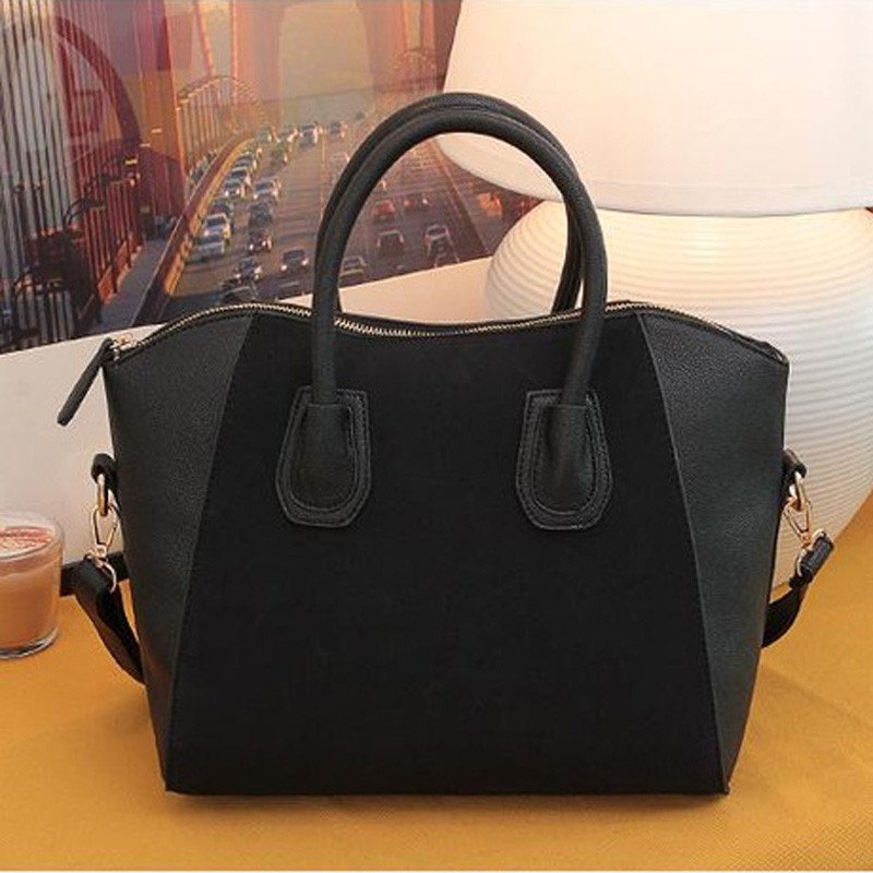 薇思黛 2016新款 欧美时尚女包单肩斜跨女包磨砂笑脸包潮包手提包 黑色