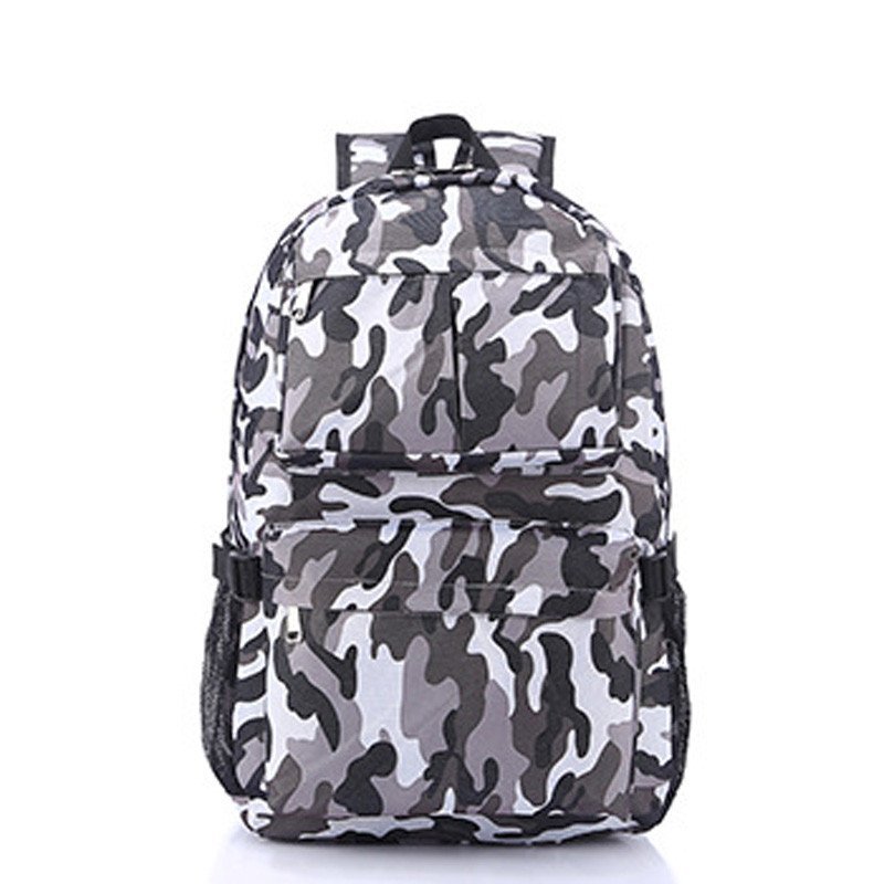 薇思黛 2016新款 迷彩时尚双肩包休闲大容量防水男女士背包学生书包 迷彩灰白色