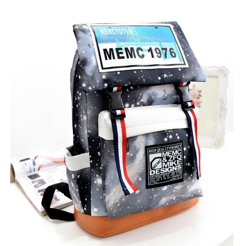 薇思黛2016新款书包中学生男韩版背包旅行包女男士双肩包休闲 黑色