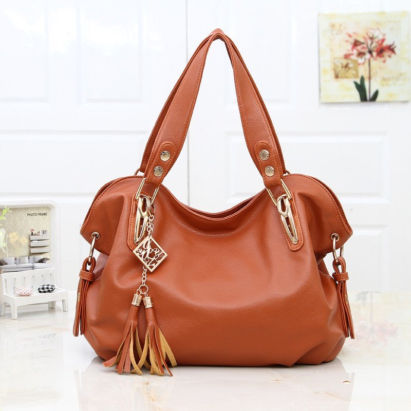 薇思黛 2016新款女包手提包时尚百搭潮包女包包斜挎包手提单肩包 棕色