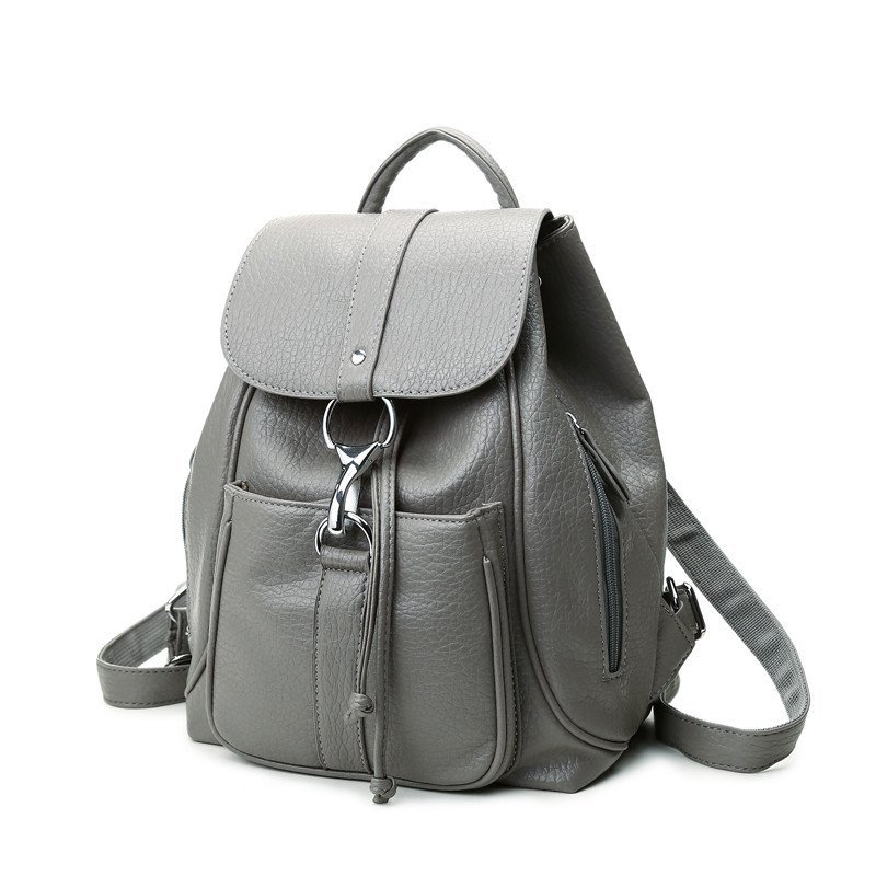 薇思黛2016秋季新款双肩包女包背包pu皮包休闲双肩包女韩版双肩背包潮旅行女包 洗水灰色