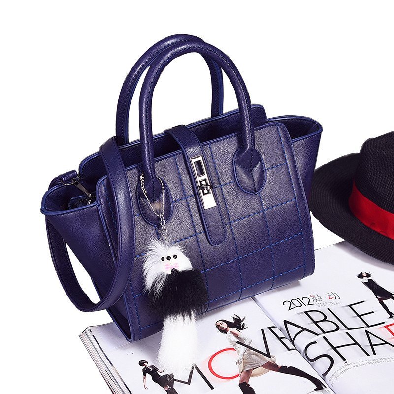 薇思黛 2016新品秋冬女包手提包PU时尚百搭手提单肩包斜挎包 包邮女包 深蓝色