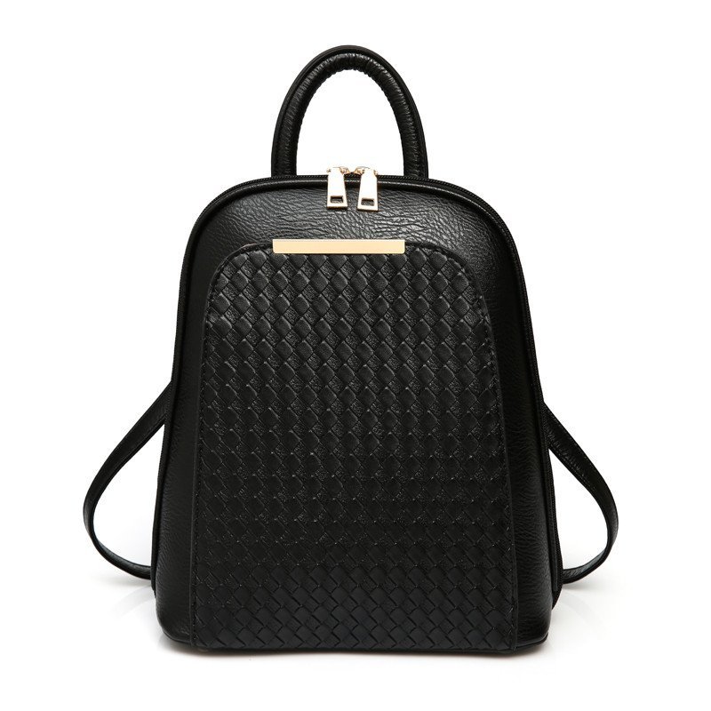 薇思黛2016新款PU女背包双肩包百搭女包双肩包多用包旅游包包 黑色