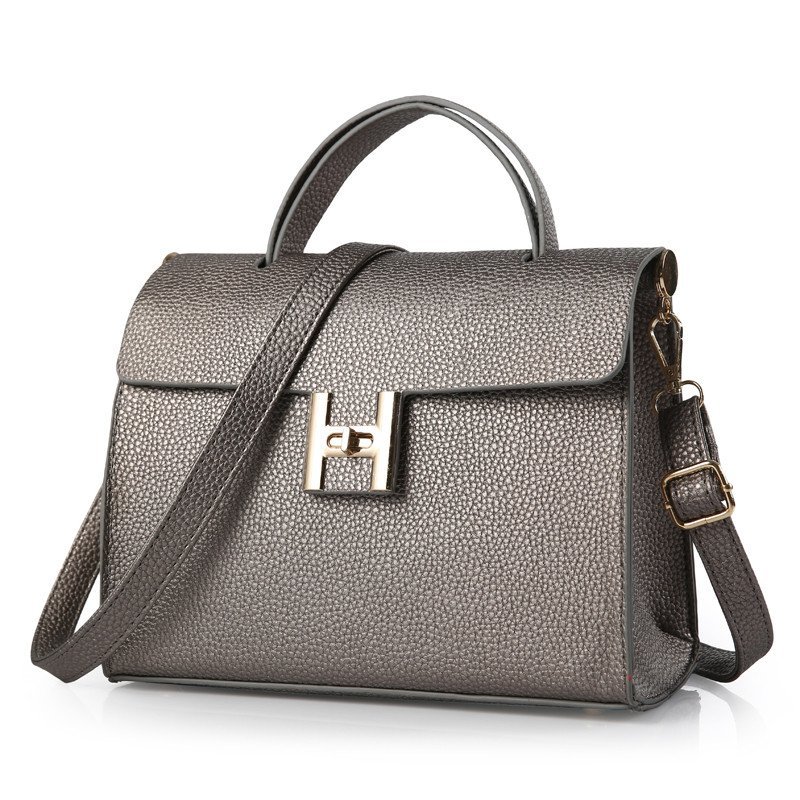 薇思黛女包单肩包女士包包新款手提包斜挎包休闲手提女包 大号灰色