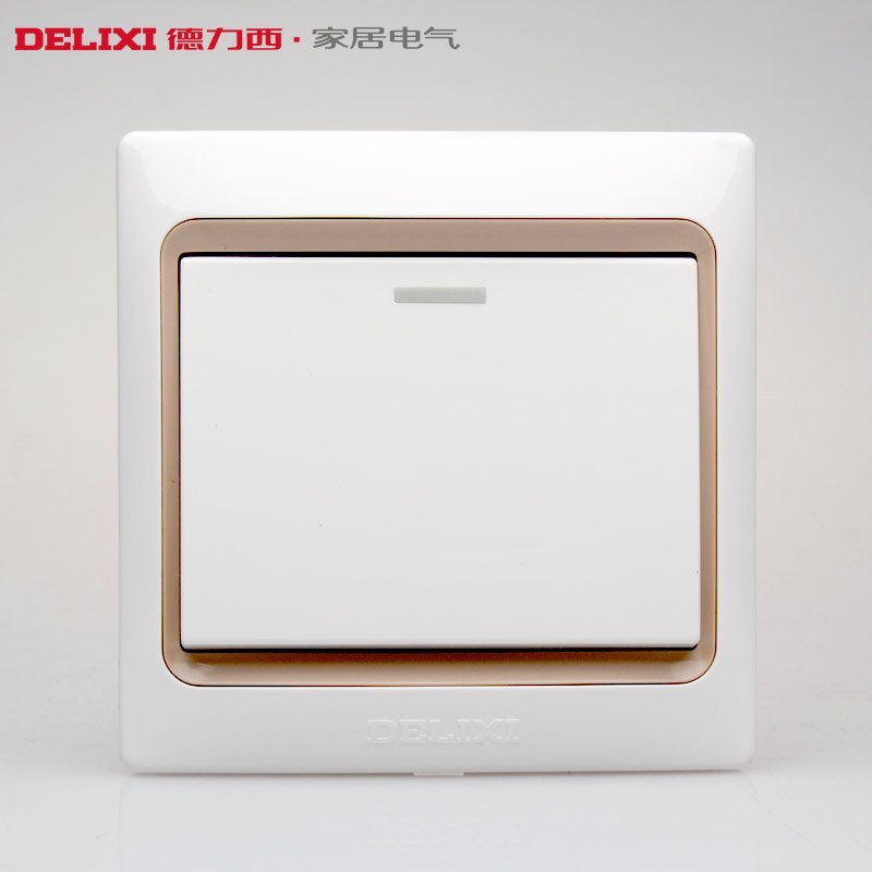 德力西开关插座面板 一开单控荧光开关1单联单开墙壁开关面板高清实拍