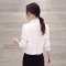 蓝白两色 2016春季新款女装韩版修身显瘦荷叶领 长袖拼接短款开衫衬衫女 XL 白色
