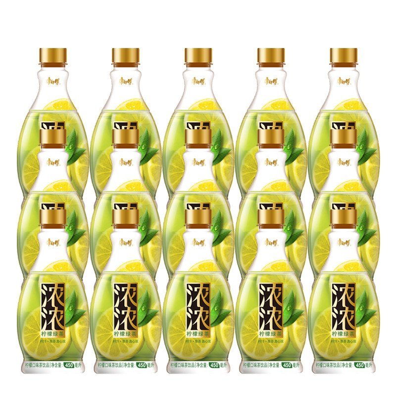 康师傅 浓浓柠檬绿茶450ml*15瓶 整箱 茶饮料（新老包装随机发货）