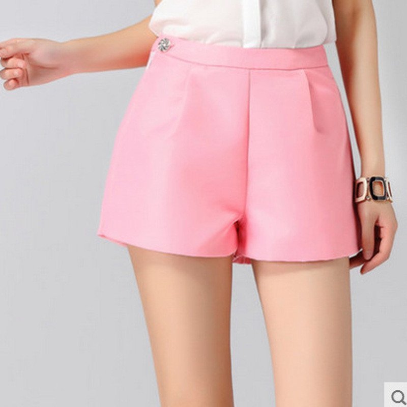 琳朵儿夏装高腰a字短裤阔腿短裤韩版大码显瘦修身短裤热裤 女6008 s