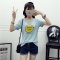 情娇婷2016夏冰爽高弹纯棉面料大码宽松显瘦T恤韩版女刺绣小鸡学生上衣#6022 2XL 黑色