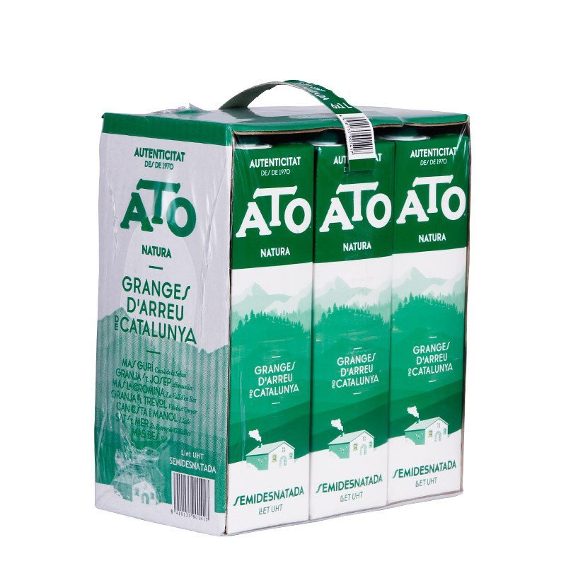 ATO艾多 超高温灭菌部分脱脂纯牛奶1L*10盒装 西班牙进口
