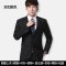 西服套装男三件套正装修身伴郎西装新郎结婚礼服职业四季 黑色双扣西服 165