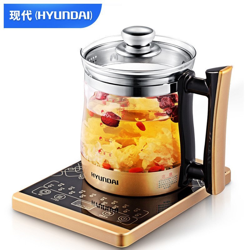 现代（HYUNDAI）QC-1890 黑金多功能养生壶电热水壶煎药壶中药壶煮茶壶玻璃水壶1.8升