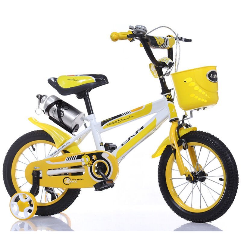 户外运动宽轮胎儿童自行车 便携式 儿童四轮炫酷自行车 黄色