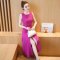 2016夏季新款修身显瘦气质A字裙长裙晚礼服假两件连衣裙女