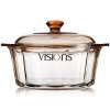 美国康宁(VISIONS) VS-22-DI晶钻透明锅2.2L家用玻璃锅20CM口径砂锅汤锅炖锅