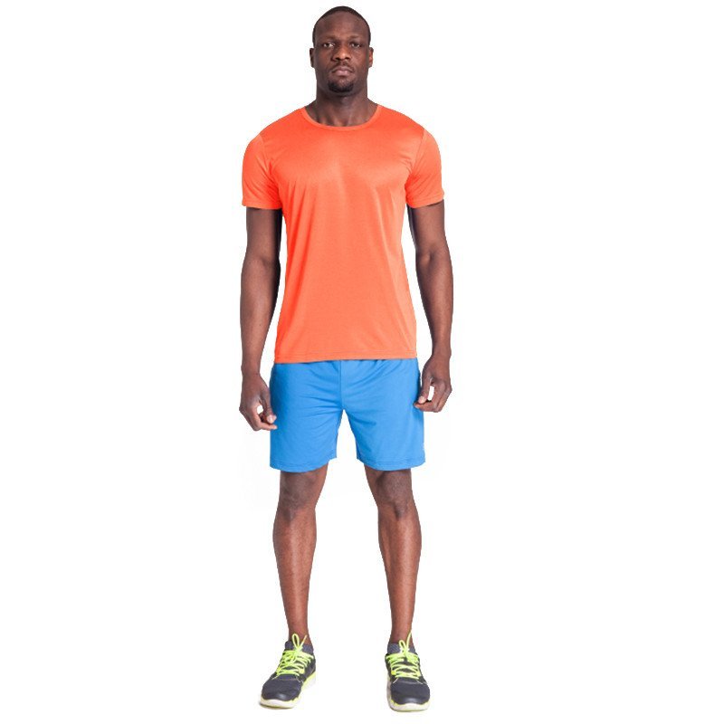 轻薄健身套装男夏季速干健身服男士弹力跑步短袖运动短裤训练衣 4XL 亮橙色