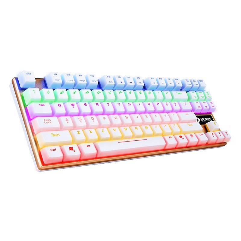 达尔优(dare-u)87键机械混光版 白金色青轴 游戏背光机械键盘