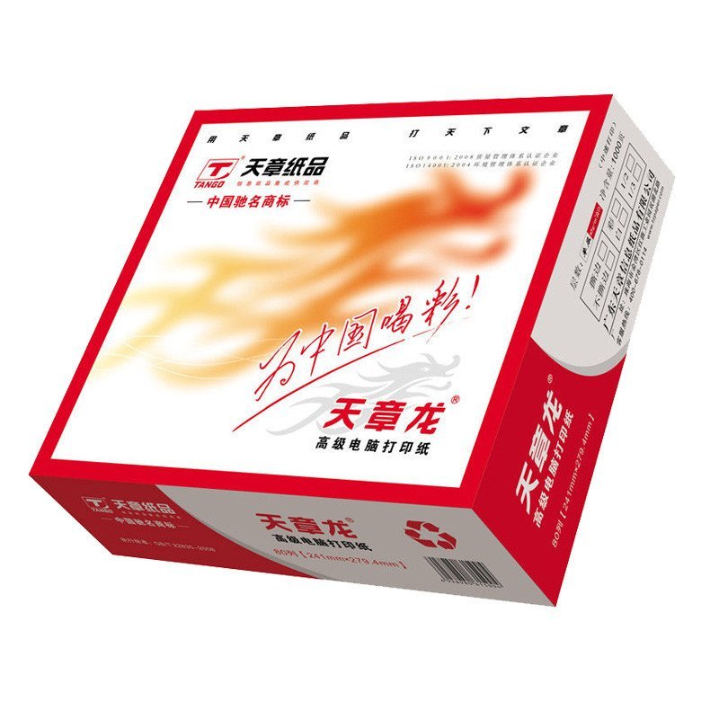 天章龙 1/6双层电脑打印纸 120-2不撕边 1000张/箱