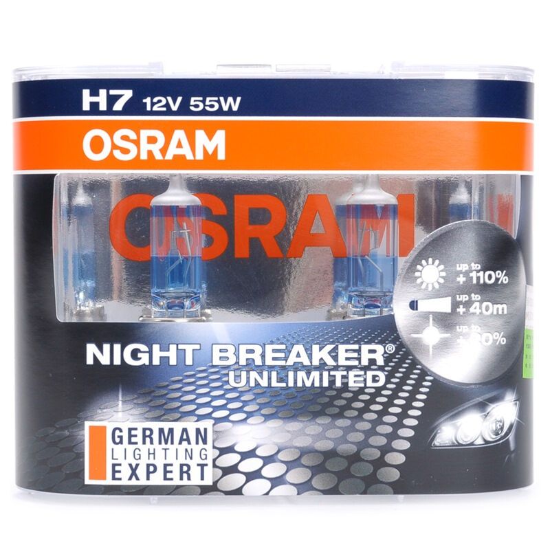 欧司朗(OSRAM)夜行者三代 H7 汽车灯泡 【增亮110%，色温3900K】12V55W