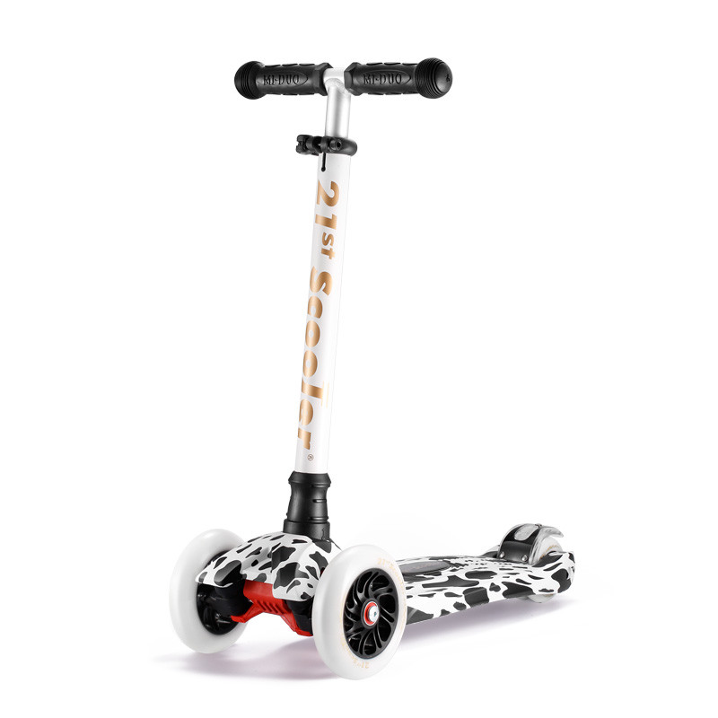 21st scooter米多儿童滑板车3轮四轮闪光轮踏板车2-8岁宝宝滑滑车 斑点款