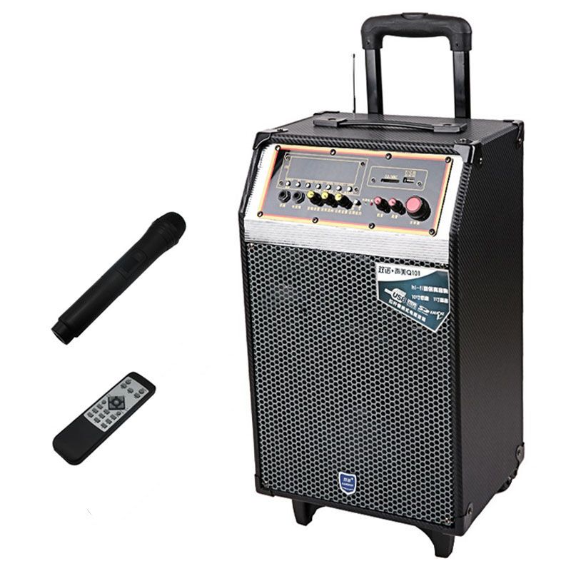 欧伦萨 声美Q101 10寸低音 1寸高音电瓶拉杆音箱 户外广场舞瑜伽音响 便携式大功率扩音器 红色