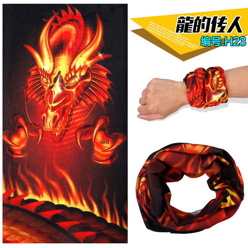 （买2送1）魔术头巾运动嘻哈围脖夏季户外防晒面罩男脖套骑行围巾头巾女运动头套无缝魔术百变头巾围脖套围巾装备防晒面巾面罩 龍的传人(H23)