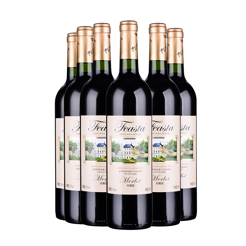 【苏宁超市】菲思特（FEASTA）珍藏级梅鹿辄干红葡萄酒 12度 750ml*6整箱装 干型葡萄酒