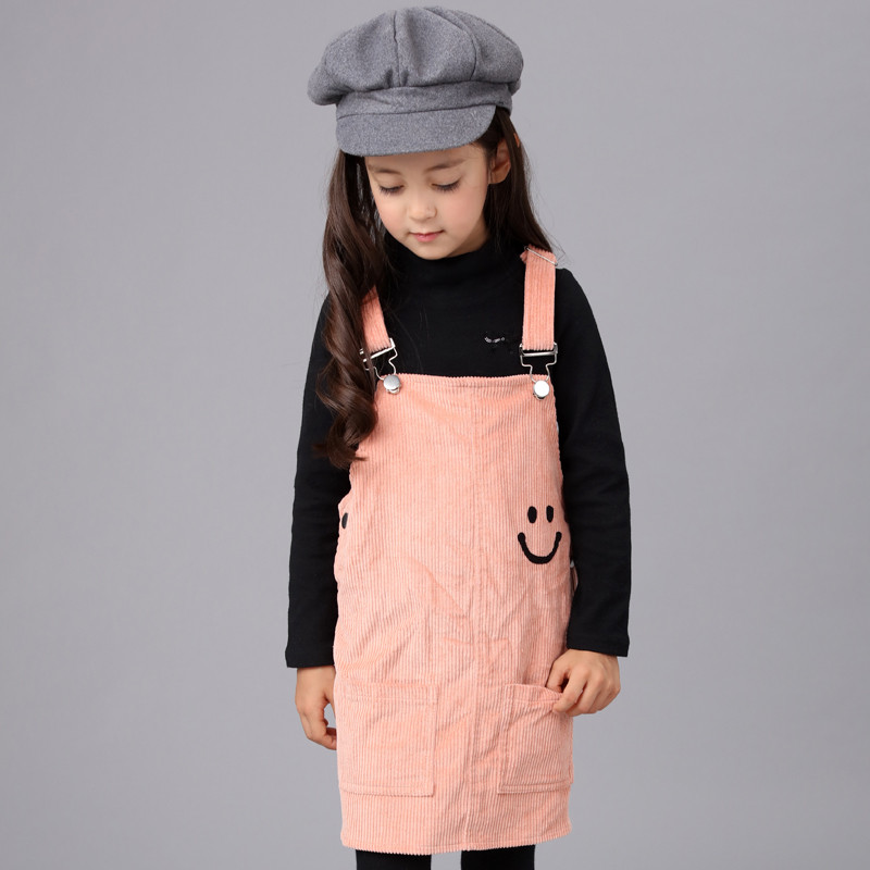 童装女童背带裙8春秋装2016新款中大童韩版时尚9灯芯绒儿童连衣裙 140cm 粉色