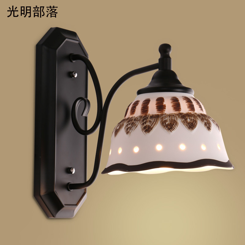 GMBL光明部落美式乡简约LED吸顶灯北欧温馨客厅灯卧室灯田园餐厅现代大气欧式铁艺灯具灯饰 单头壁灯赠送白光LED灯泡