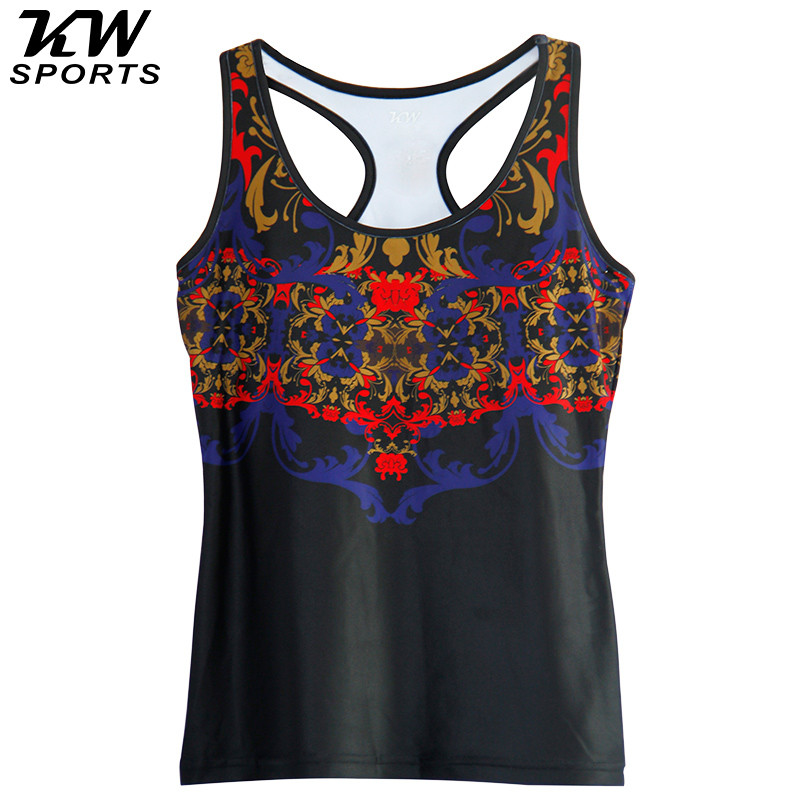KW SPORTS 加厚印花运动瑜珈背心女2015秋冬季瑜珈服健身房跑步服 L 花色