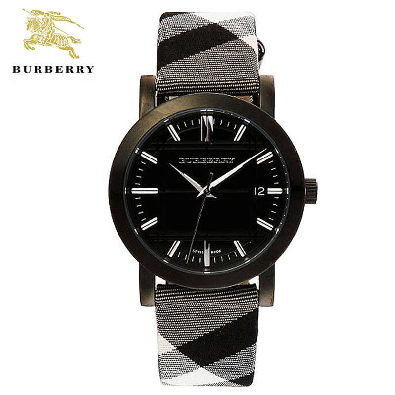 BURBERRY 巴宝莉手表 英伦风情格纹皮带男表 BU1377