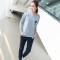 韵诗兰婷2016秋冬新款加绒加厚运动套装女学生休闲运动服宽松卫衣两件套7788 M 玫红+灰