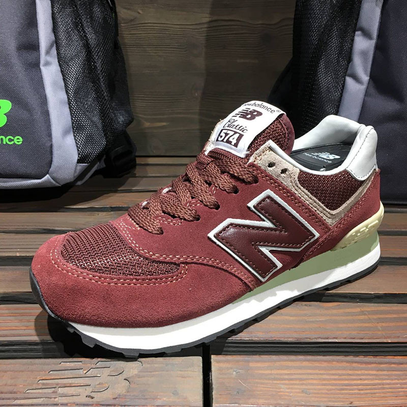 New Balance/NB 复古 三原色元祖灰新百伦3M反光慢跑鞋经典延续男女运动鞋ML574VG/VN/VB 酒红色 40.5码
