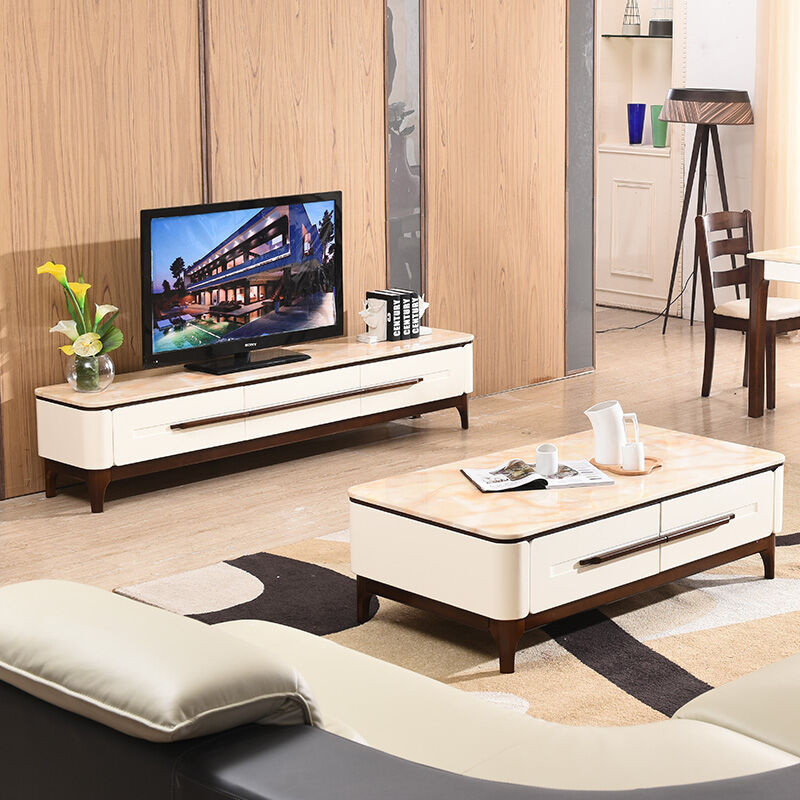 A家家具 电视柜 轻奢欧式电视柜茶几组合 现代简约电视柜 2米电视柜