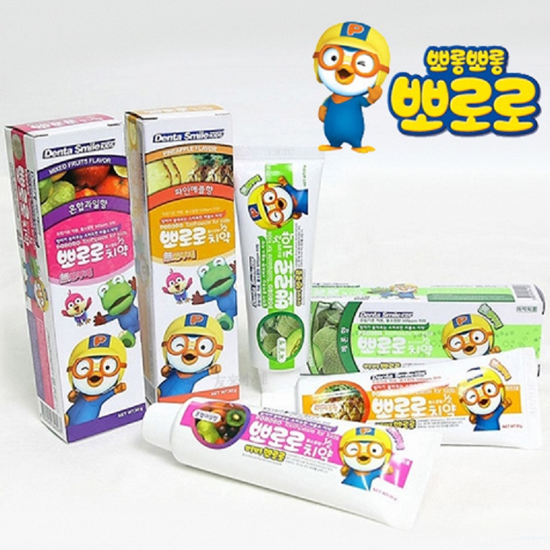 韩国进口PORORO宝露露儿童牙膏90g*1（苹果味）