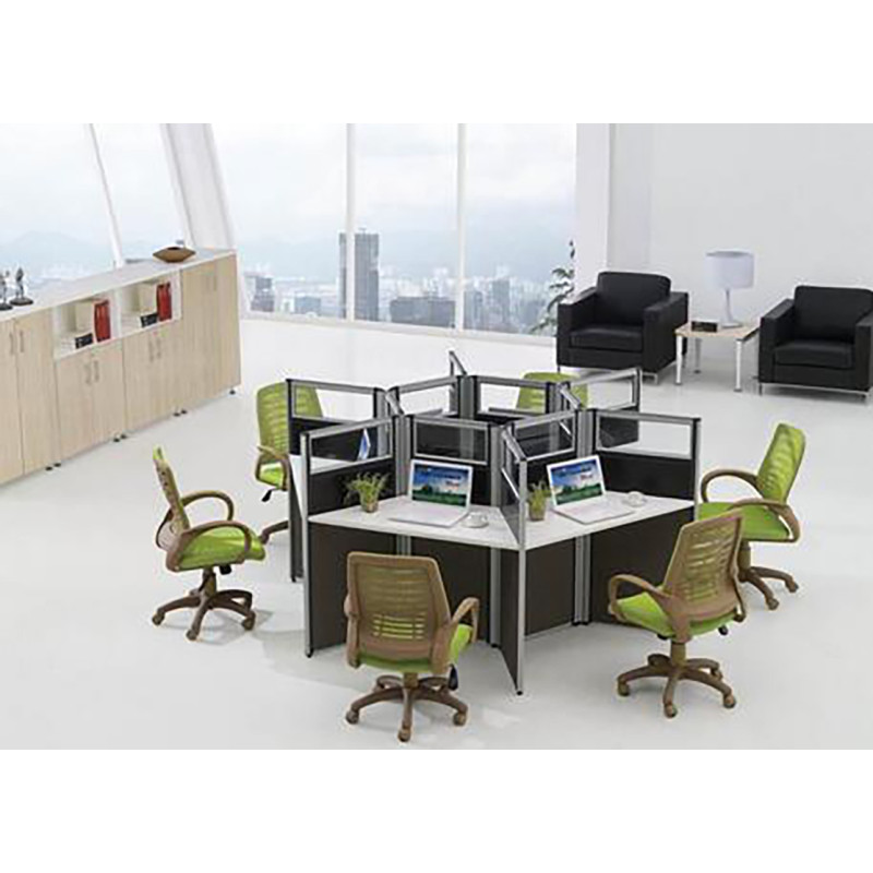 [万保]办公家具 六人位六边形屏风工作位 多人屏风办公桌 现代简约电脑桌 员工桌 可定制其他