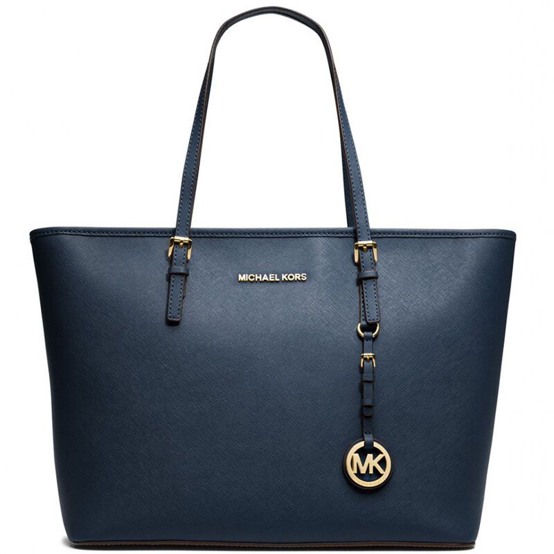 Michael Kors 迈克·柯尔 Jet Set系列 女士真皮logo标志手提包30S4GTVT2L 深蓝色